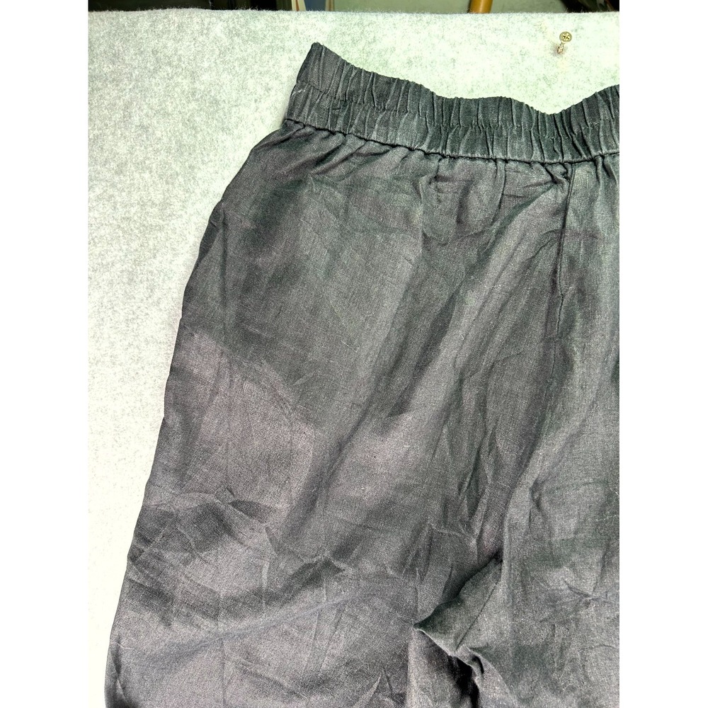 Sisley Linen Pants Women's 8 Black Regular Fit Comfortable High Waisted Pull On - Picture 16 of 16